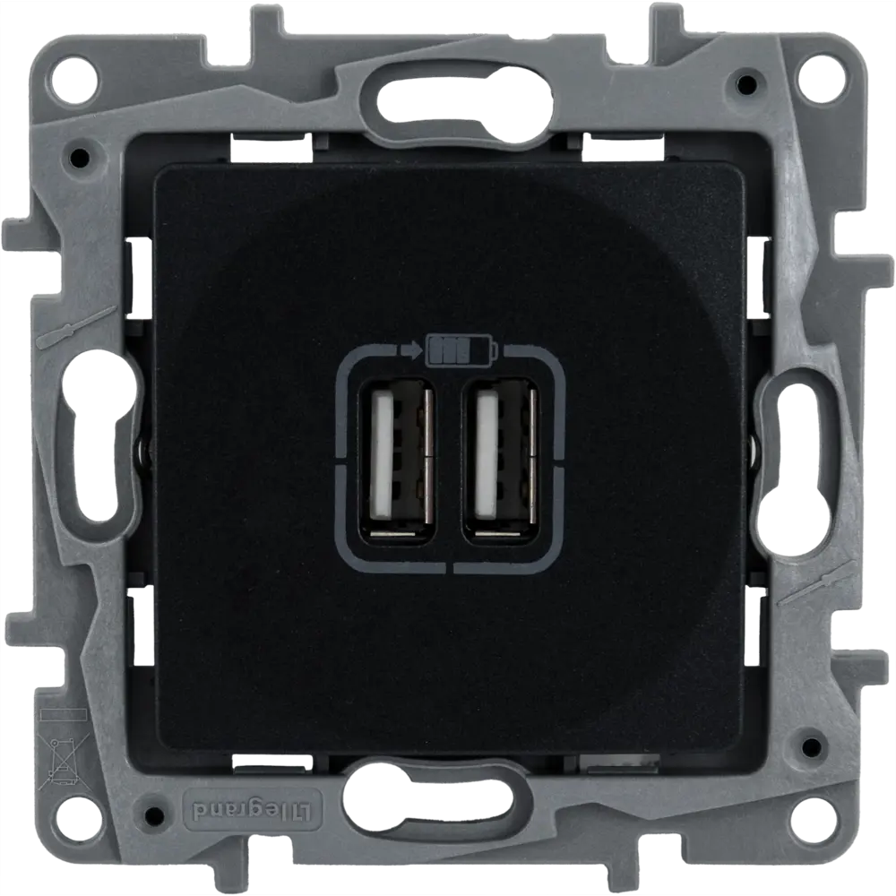 82496842 Розетка USB двойная встраиваемая Legrand Etika, антрацит STLM-0028737