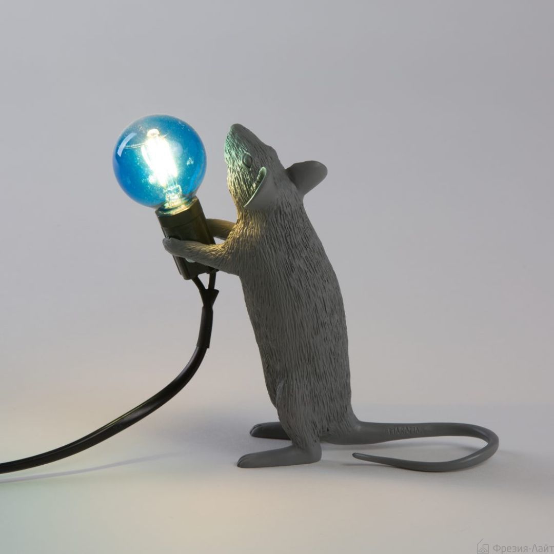 Seletti 14938 MOUSE STANDING grey лампа настольная мышка серая 115304