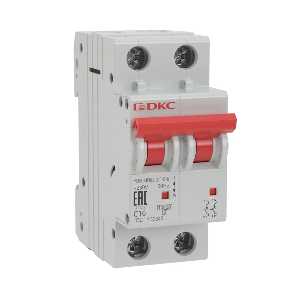 Автоматический выключатель DKC YON MD63 2P C16 А 6 кА STLM-2020041 - Вид №1