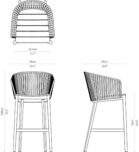 TRIBÙ Табурет из тикового дерева со спинкой Mood 06216 - Вид №2