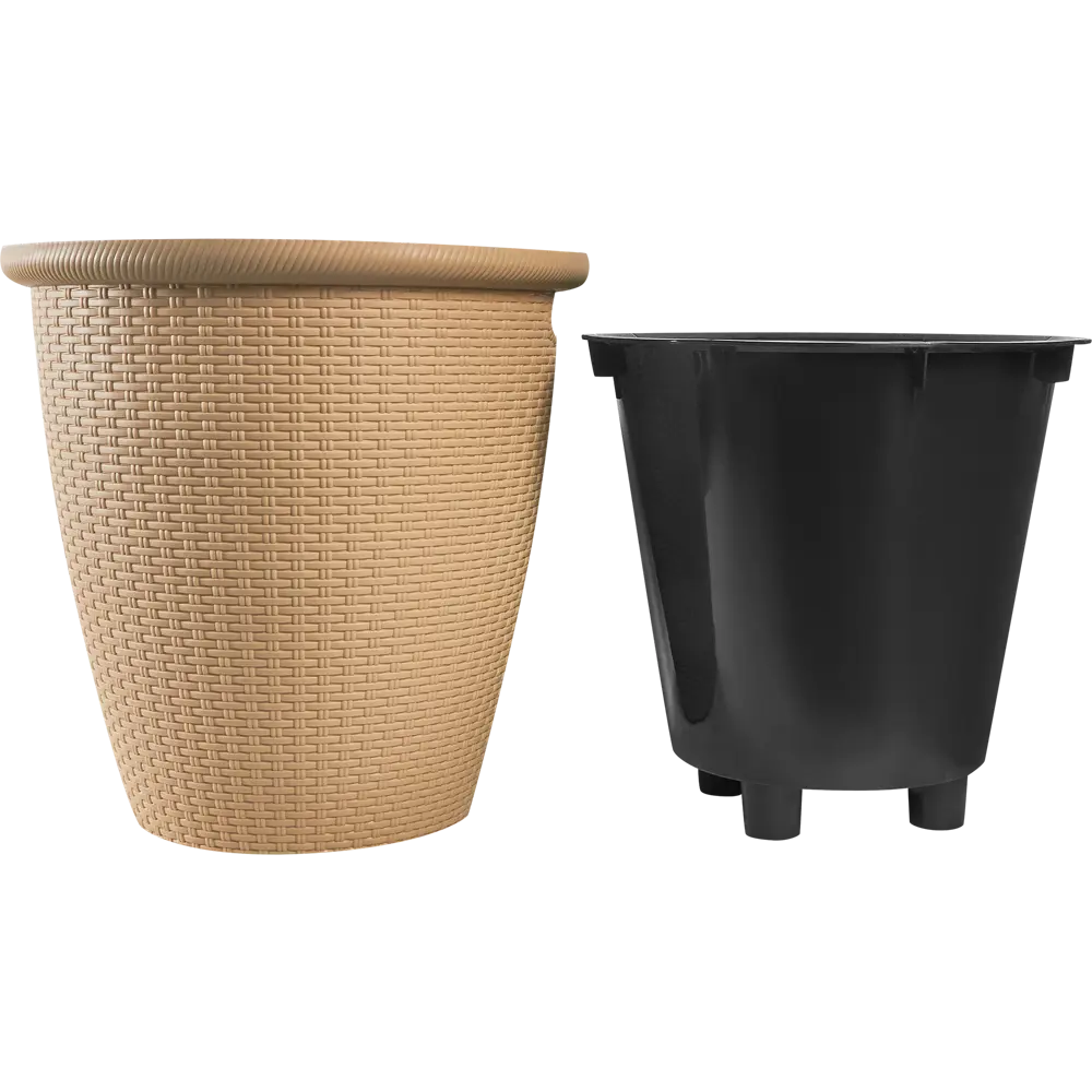 Кашпо для цветов Ingreen Rattan ø47 см v50 л пластик бежевый STLM-2158897 - Вид №1