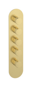 External part of thermostatic 4 ways, round plate, vertical, Vinile handle WE ARE IB eua412isnvn Brushed Pale Gold Aqua