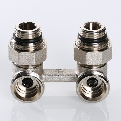 VT.345.KNA.E04 Узел угловой для нижнего подключения радиатора c комплектом адаптеров Valtec 1/2" x 3/4" («евроконус»)  - Вид №2