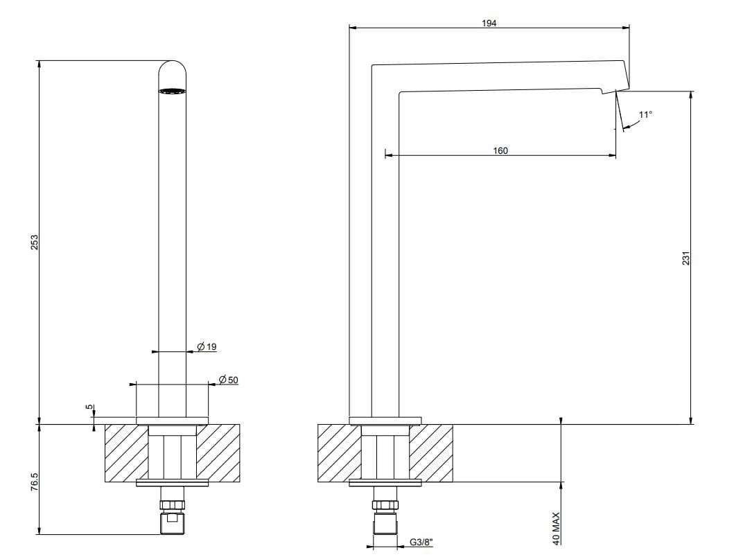 Латунный дозирующий носик для столешницы для умывальника Gessi кольцо ARCH-00152631 - Вид №3