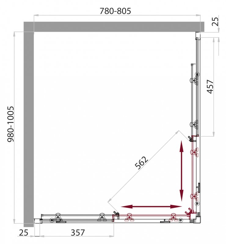 Душевой уголок BelBagno SELA-AH-2-100/80-Ch-Cr  - Вид №2