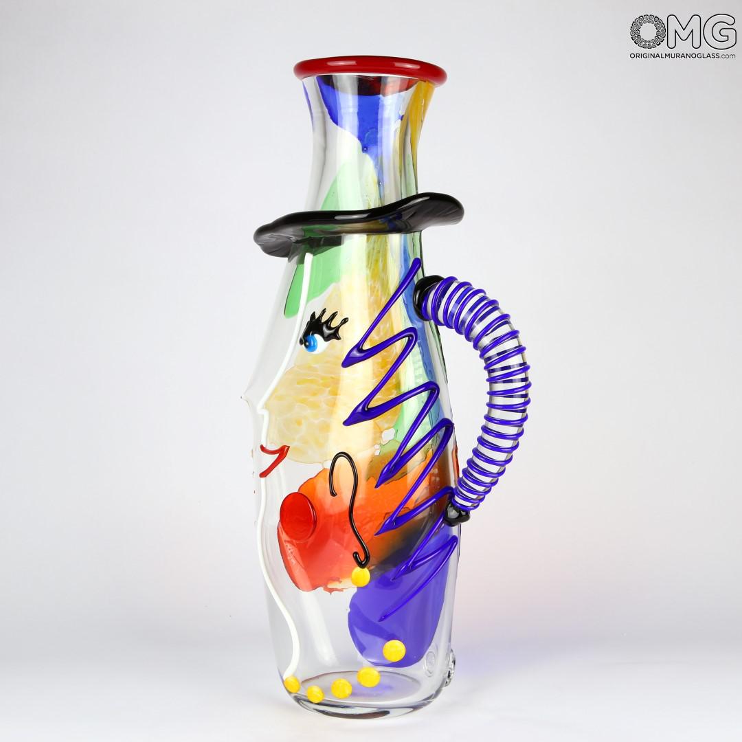 2620 ORIGINALMURANOGLASS Кувшин Лицо женщины - по мотивам Пикассо - Original Murano Glass OMG 16 см  - Вид №1
