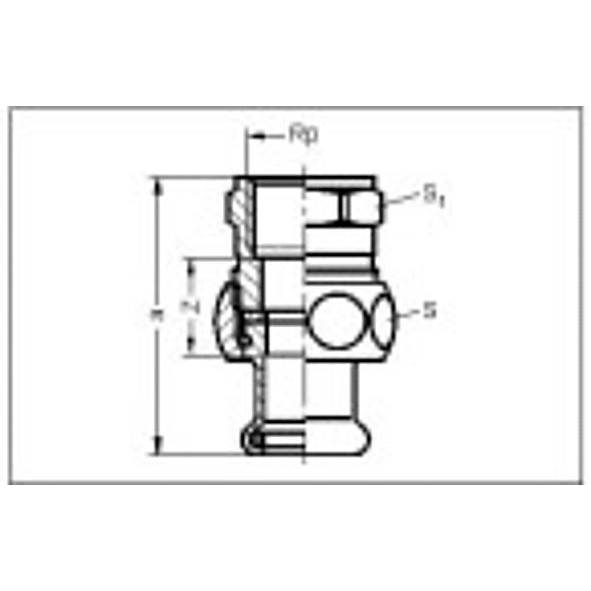 183302234 SANHA 8330G пресс-фитинг, бронза, сгон ВПр-ВР с плоск.упл. 22x3/4 мм  - Вид №1