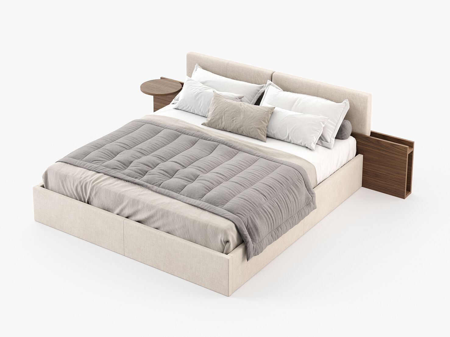 Двуспальная кровать из ткани с мягким изголовьем и встроенными тумбочками Laskasas Origin ARCH-00106710 - Вид №2