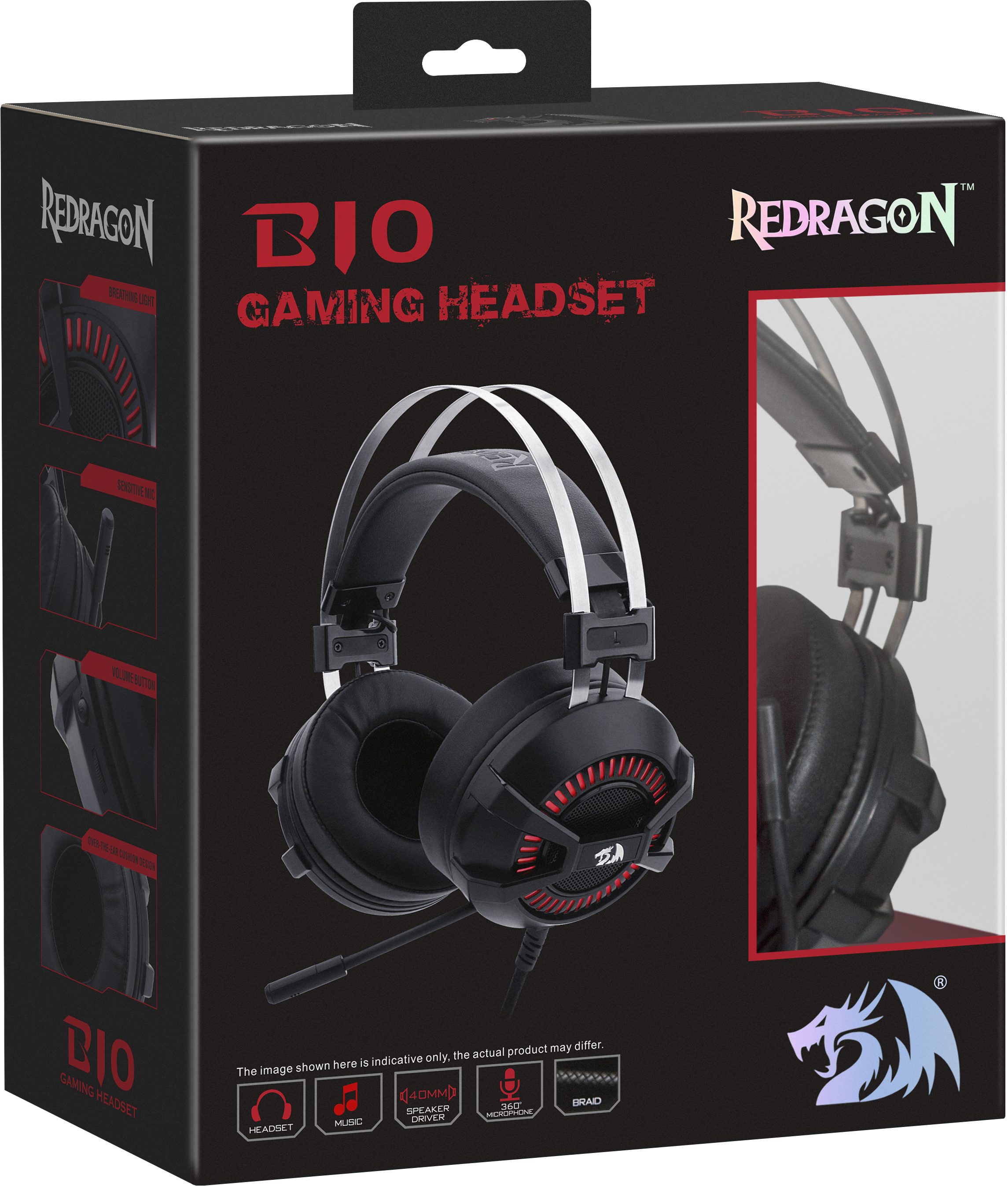 75077 игровая гарнитура bio черный+красный, кабель 2 м Redragon Santreyd  - Вид №1