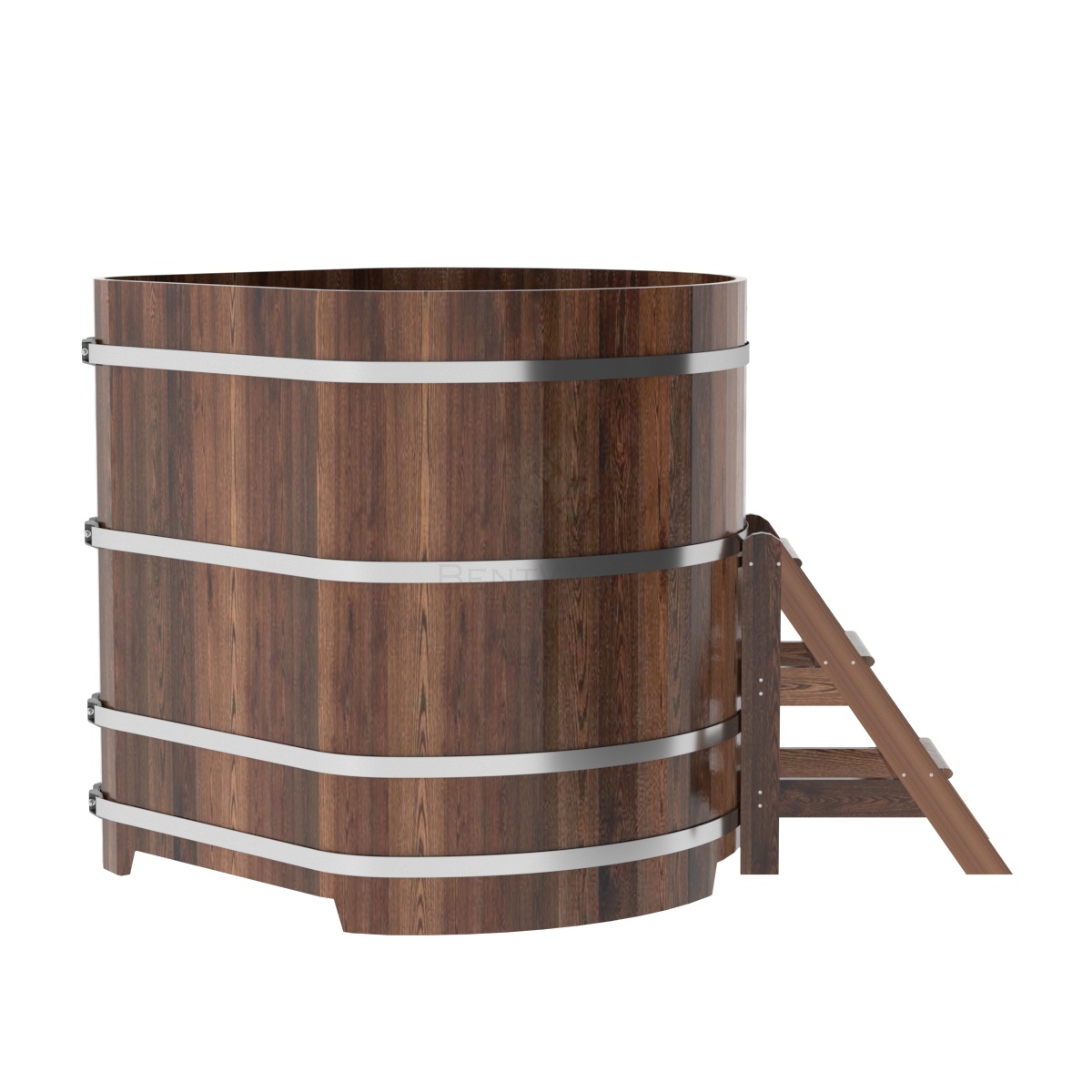 1246 Купель угловая из лиственницы 1,37х1,37х1,4 морёная премиум Alyarus  - Вид №2