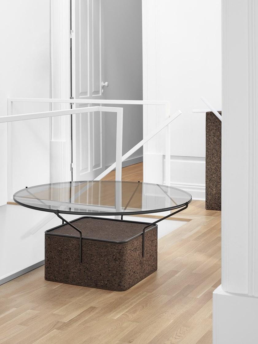 BlackCork Круглый журнальный столик из пробки и стекла Frame sun-id-1488160 - Вид №4