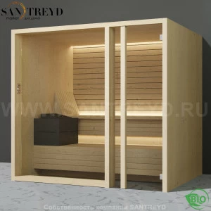 Effegibi YOKU.G105 BI.70300003 Био-сауна с правой дверью. Мощность: 12 кВт макс. Размеры: длина 230 см, ширина 200 см. Отделка: осина термообработанная