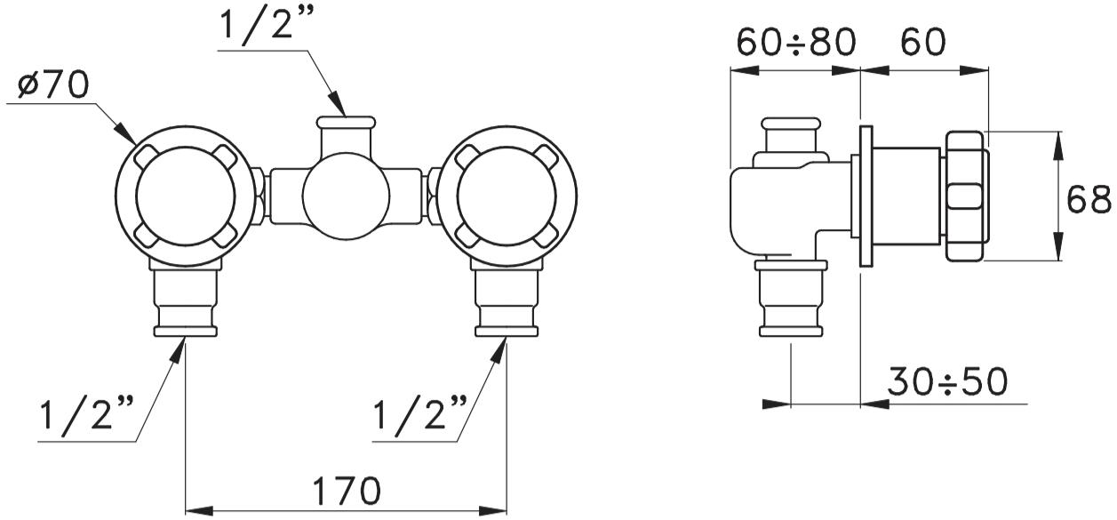 RUBINETTERIE STELLA Смеситель для душа на 2 отверстия Aster At01300cr00 - Вид №1