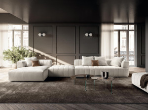 Тканевый диван с полуостровом