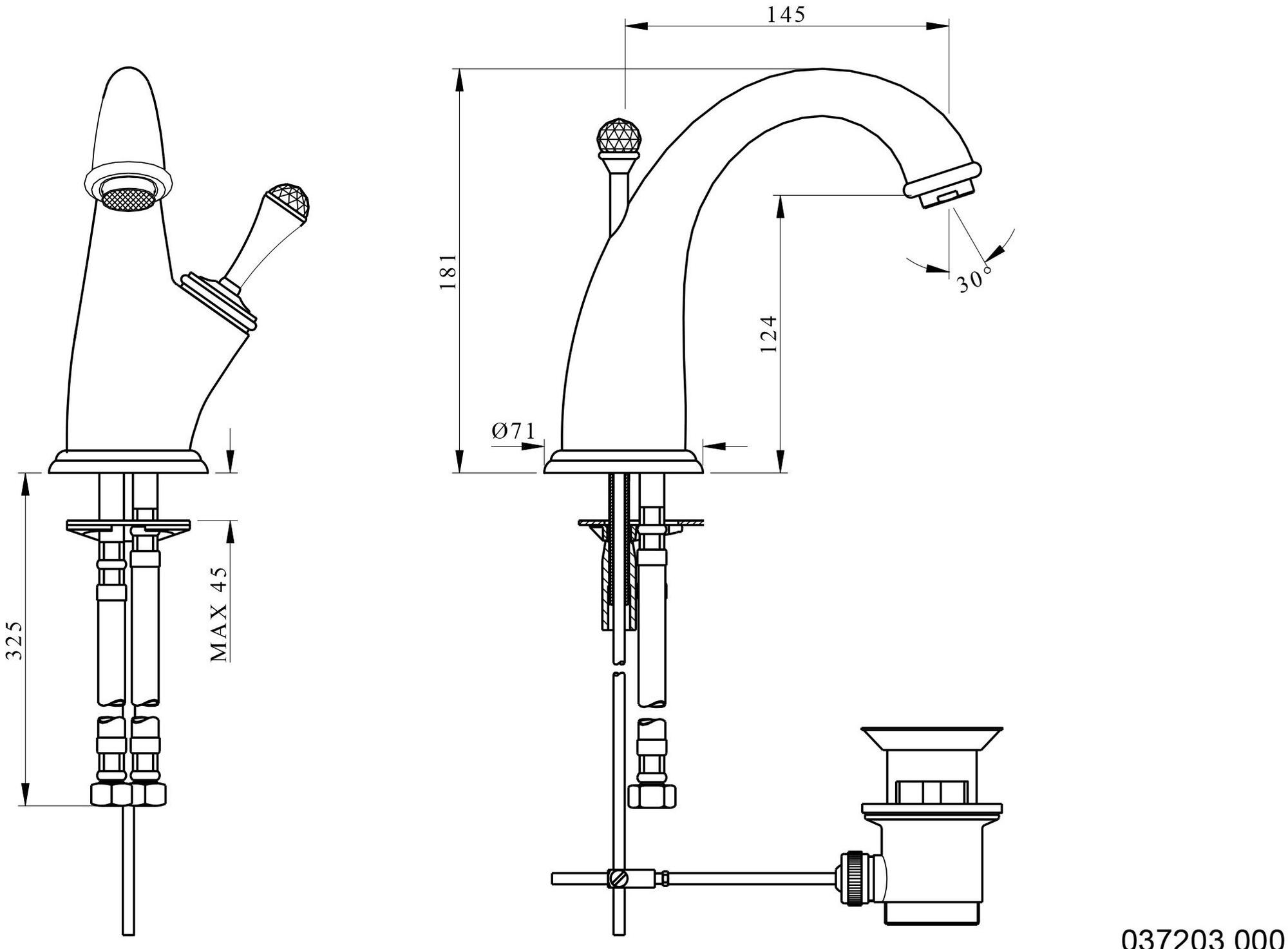 Bronces Mestre Смеситель для раковины, однорычажный, с кристаллами swarovski® Pacifica 037203.000.02 - Вид №1