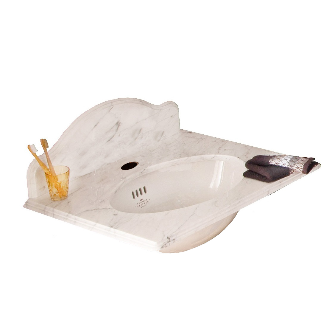 TCMAR6351WH Мраморная столешница 635 мм Одно отверстие под смеситель Thomas Crapper 