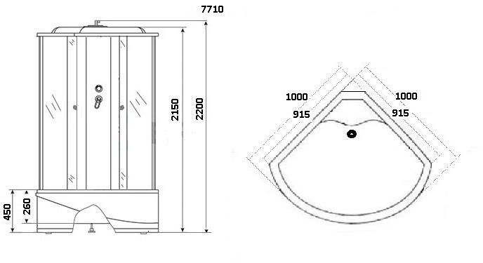 Душевая кабина NG-7710W (1000x1000х2150) высокий поддон стенки БЕЛЫЕ Niagara Luxe 7710 W - Вид №3