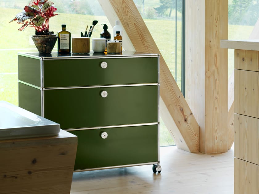 Модульный стальной комод на колесах USM USM Haller System ARCH-00050756