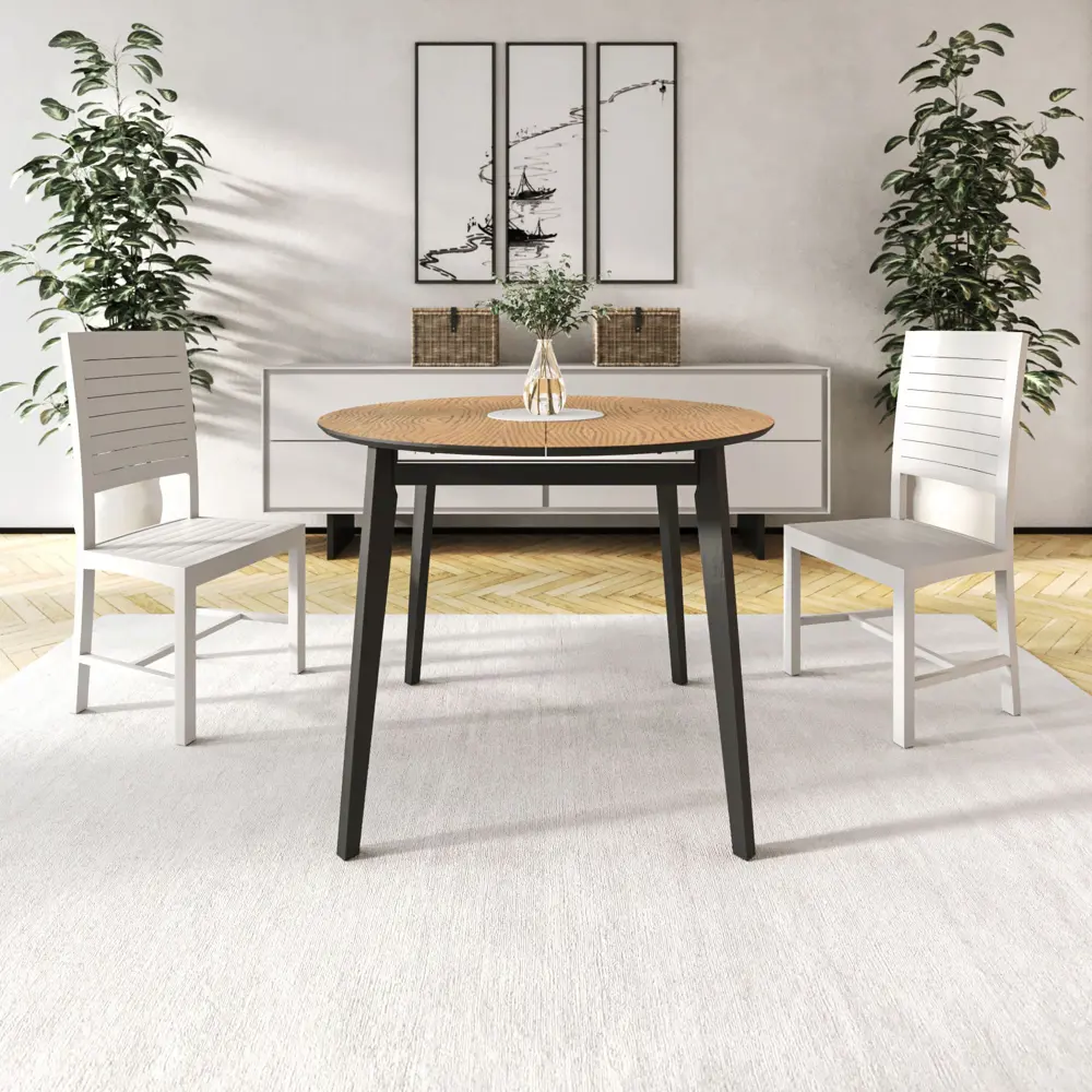 Стол обеденный Монреаль Т1 раскладной 100-130x77x100 см круг МДФ цвет светлое дерево/черный Santreyd STLM-2125826 - Вид №11