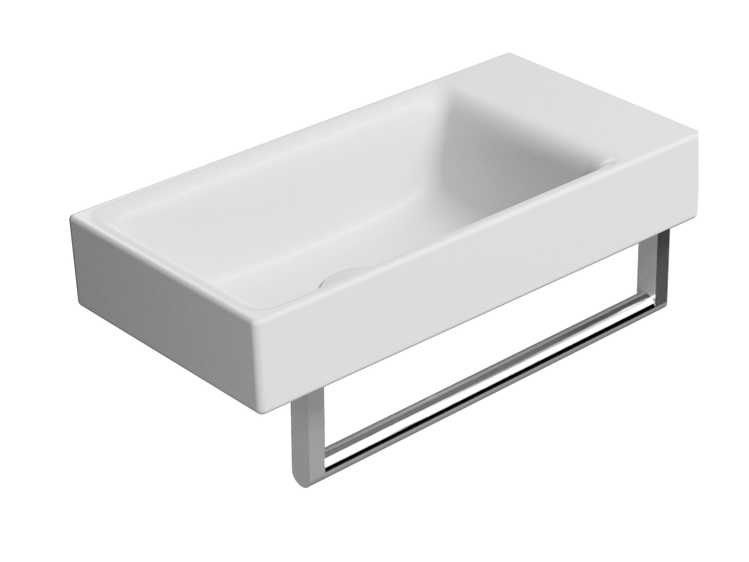 Керамическая подвесная прямоугольная ручная мойка с держателем для полотенец GSI ceramica Nubes ARCH-00075815 - Вид №4
