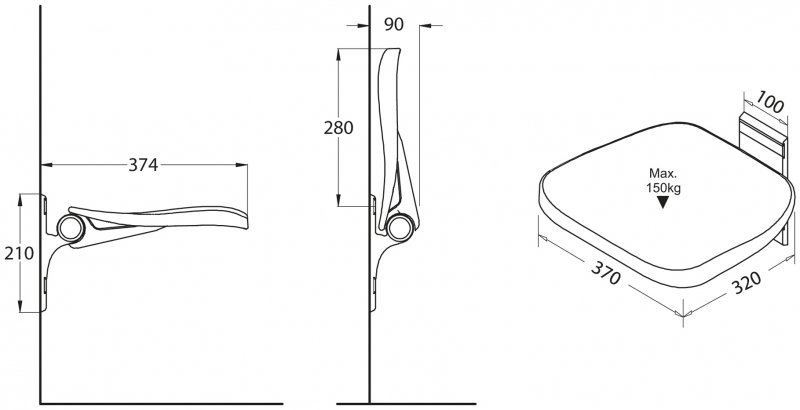Сидение для душевого ограждения откидное BELBAGNO CUBO BB32A  - Вид №1