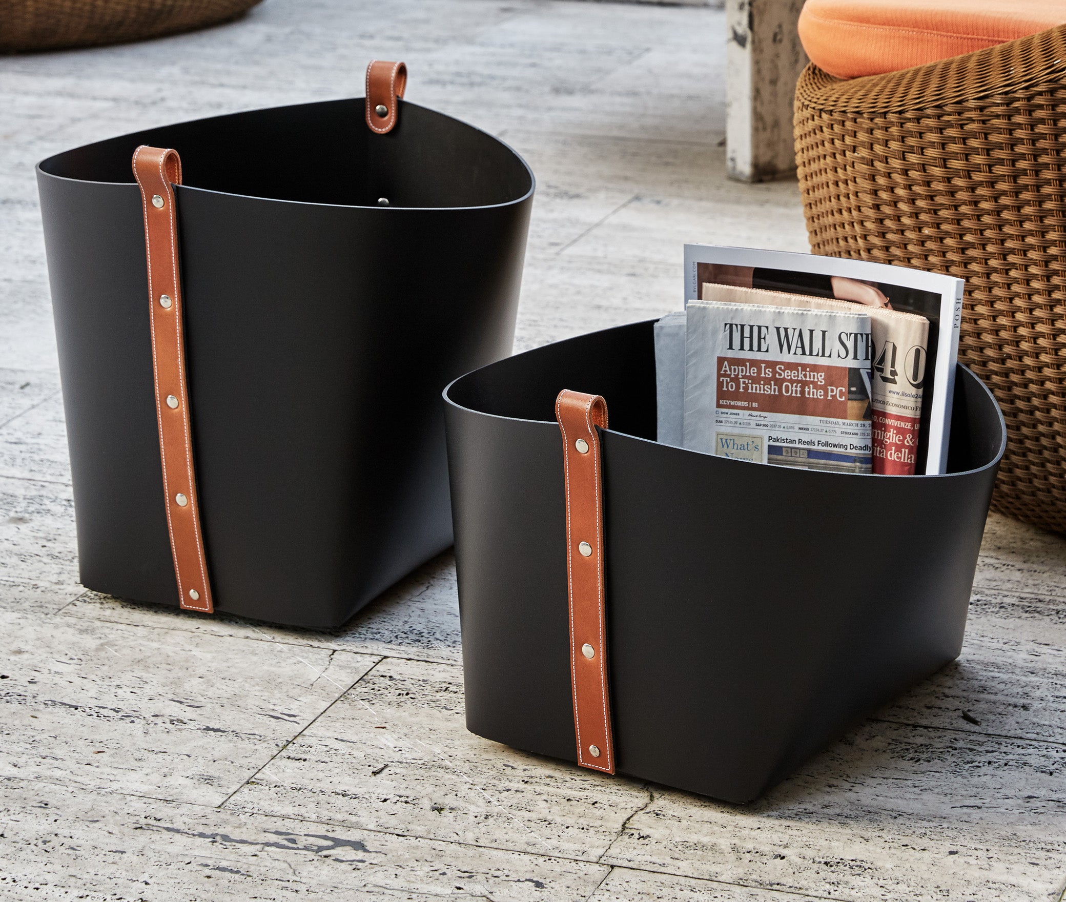 Корзина Ovo - 40X40XH29 см / Тан / регенерированная кожа_coffee Pinetti 70.0180.082.015 - Вид №5