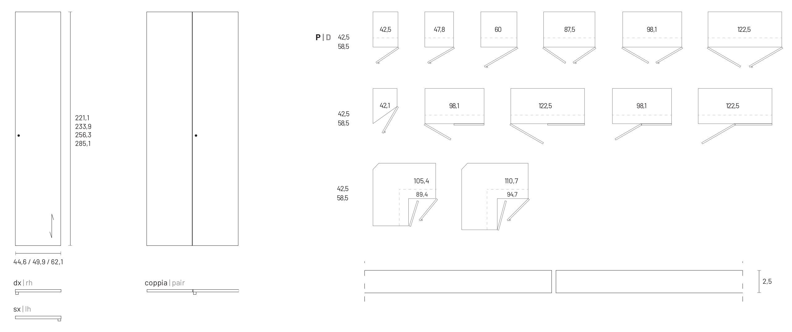Секционный шкаф с деревянной распашной дверью и ручками Dall'Agnese Wardrobe Collection ARCH-00061820 - Вид №6