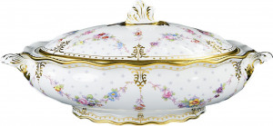 52742 Royal Crown Derby Блюдо для горячего с крышкой Royal Crown Derby "Роял Антуанетта" 2л Фарфор костяной