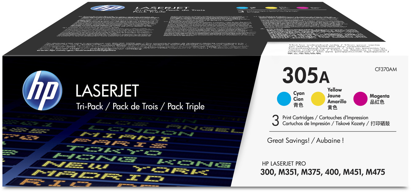 CF370AM 305a cym tri-pack laserjet toner cartridge HP Santreyd 