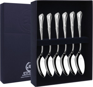 10652241 Аргента (Россия) Набор чайной ложки "Фаворит"(6 пред.)+футляр Ag, 925 Арт. Серебро 925