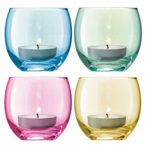 Подсвечники стеклянные 4 шт разноцветная пастель Polka LSA INTERNATIONAL  253415 Голубой;зеленый;розовый;разноцветный