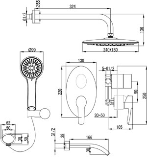 LM3222C Смеситель Atlantiss для ванны и душа, встраиваемый LEMARK ATLANTISS  - Вид №1