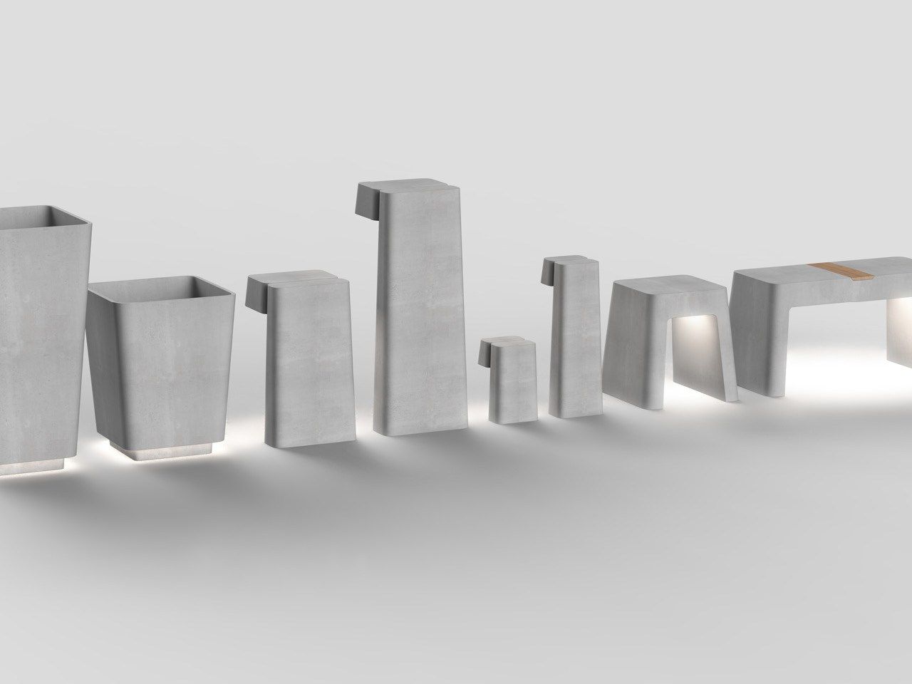 Бетонная квадратная светлая высокая плантатор Neri Brenta ARCH-00008319 - Вид №1