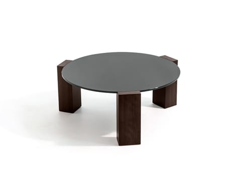 Низкий круглый деревянный и стеклянный журнальный столик MOROSO Gogan ARCH-00060204 - Вид №1
