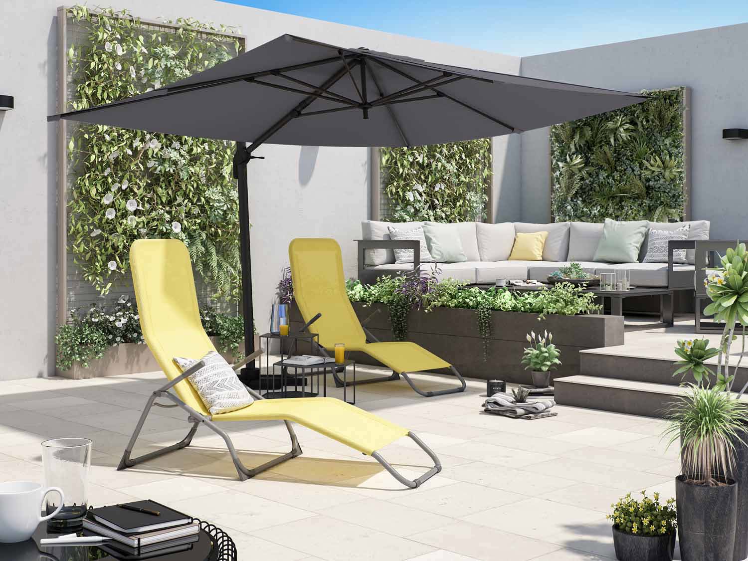 NATERIAL Зонт пляжный с боковой стойкой Aura 281x386 см, серый 82232818 STLM-0022480 - Вид №5