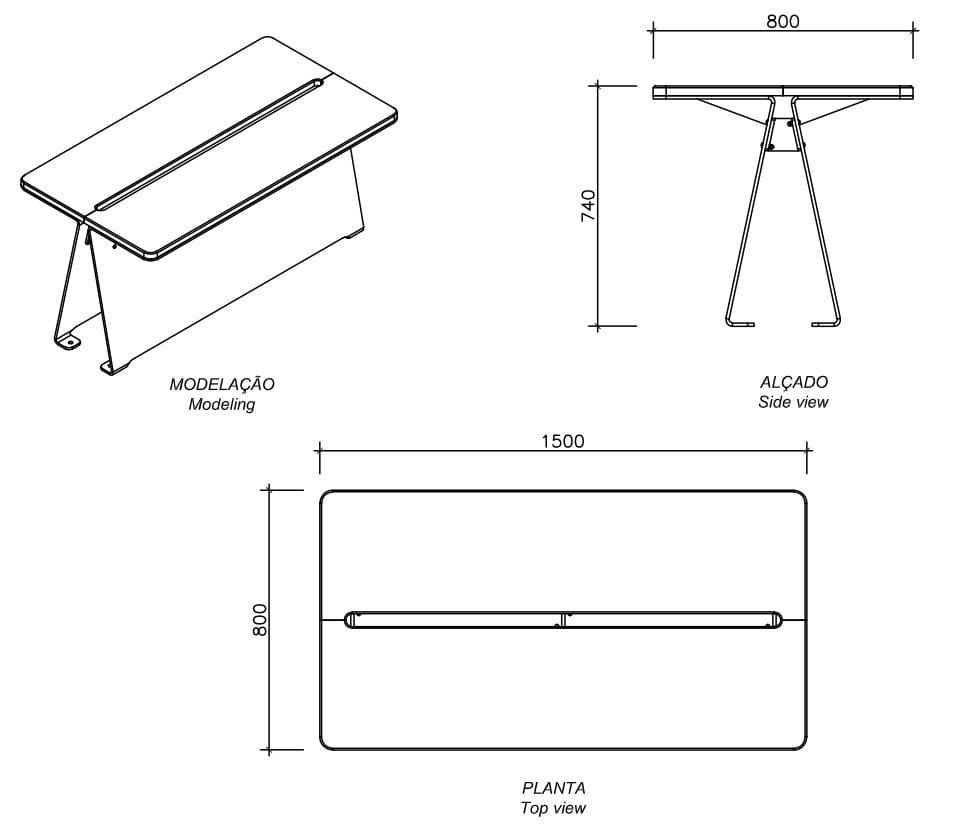 Стол для общественных мест из стали и бетона amop Fresta ARCH-00144476 - Вид №2