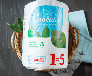 8612 Полотенце Бумажное "Спасибо за заботу о природе" 1 рулон Вкусляндия