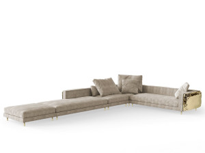 Модульный угловой диван из ткани с полуостровом