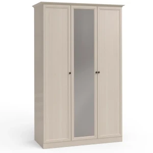 91837164 Шкаф распашной Шатура 3 дверцы с зеркалом 143.1x224x64.6 см ЛДСП цвет белый STLM-1419313