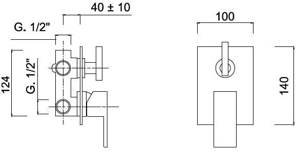 Rubinetteria Giulini Смеситель для душа, однорычажный, с переключателем Pablolux F9813-3 - Вид №1