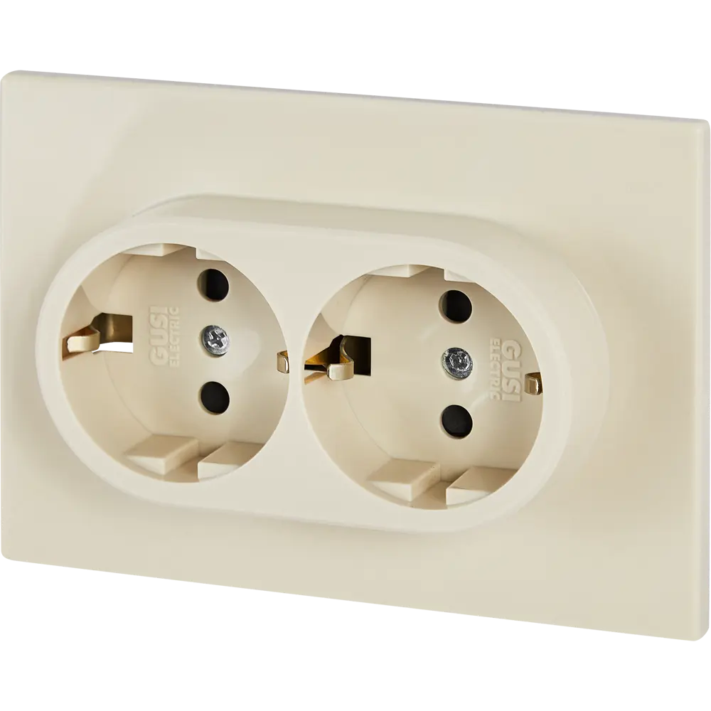 Розетка двойная GUSI Electric с заземлением и защитными шторками 89337218 Ugra STLM-1105049 - Вид №1