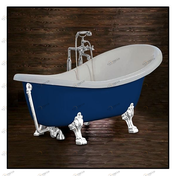 Ванна Akcjum Rectime 170 WR-02-01-KB-C овальная синяя с белыми ножками WR0201KBC