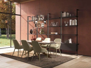 Секционный книжный шкаф из металла и стекла