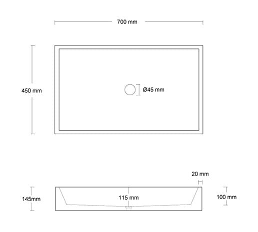 Бетонный прямоугольный умывальник с одной столешницей URBI et ORBI IMMISSIO 70 ARCH-00098530 - Вид №3