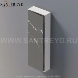 LIFT Модульный шкаф 120 см с левой дверью на доводчиках. Модули могут располагаться горизонтально и вертикально. Отделка: белая краска и черный мрамор. AMOB054NMLZSX