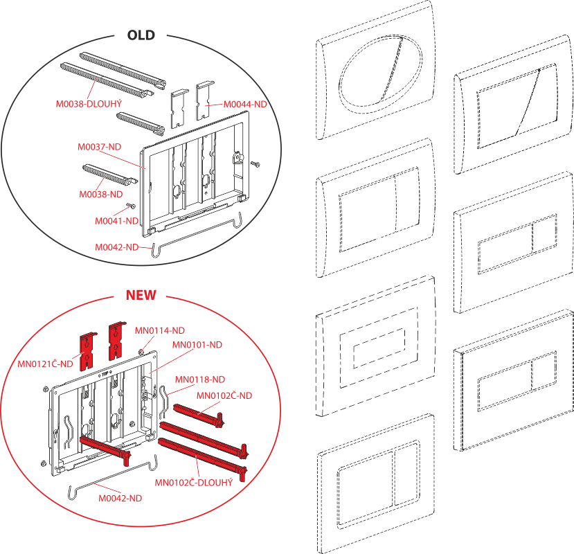 Кнопка управления для скрытых систем инсталляции, золотой ALCAPLAST M275 - Вид №2