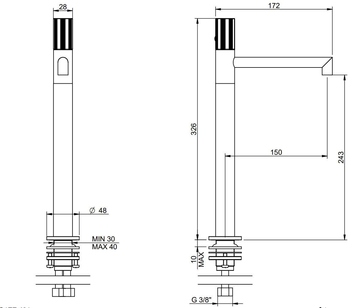 Стальной однорычажный высокий смеситель для раковины Rubinetterie Treemme 28 мм ARCH-00004685 - Вид №2