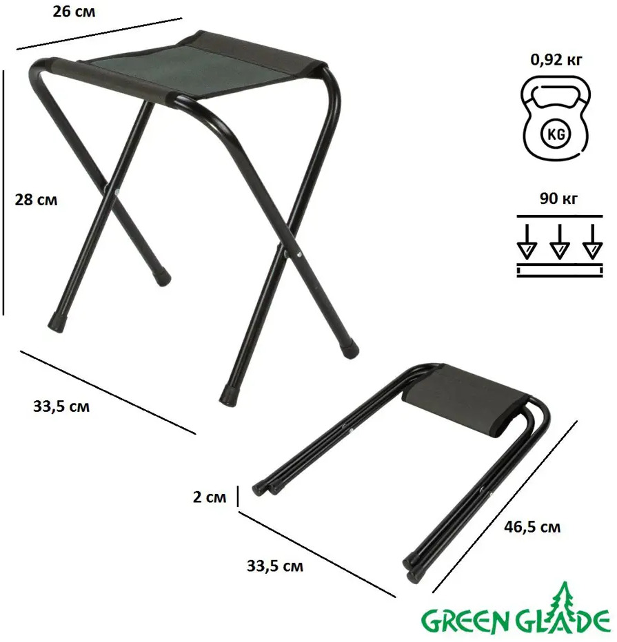 90451269 Кресло садовое складной Green glade M2315 М2315 58 см х 59 см х 107 см полиэстер сине-серый 1 шт STLM-0227551