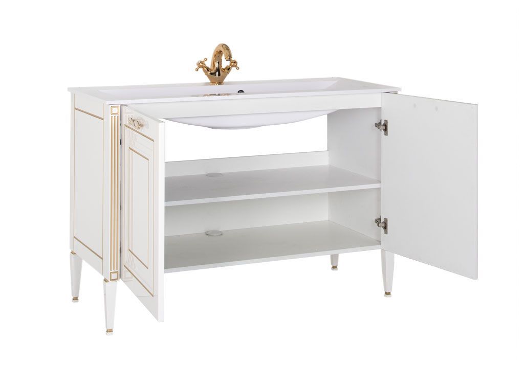 Тумба с раковиной Aquanet Паола 120 белый/золото (литьевой мрамор) 0018611400164747 - Вид №1
