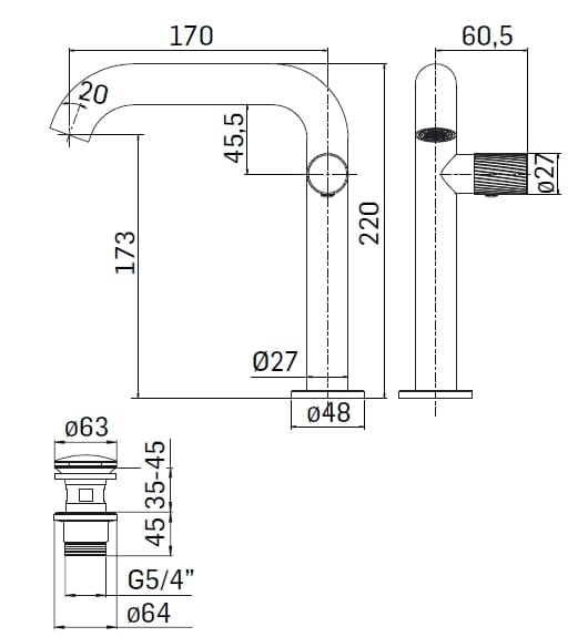 Однорычажный смеситель для раковины Mamoli Tuttodunpecus ARCH-00133792 - Вид №3
